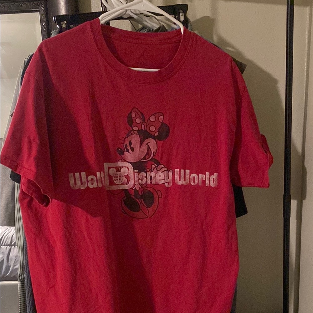 Disney Red Short Sleeve Tee with Mickey Mouse Graphic